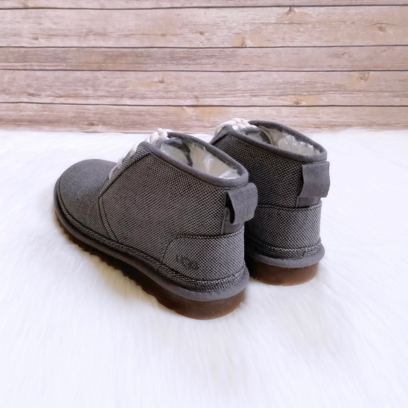 UGG Men’s Neumel Natural Hemp Canvas Chukka Boots In Grey - Picture 2 of 7
